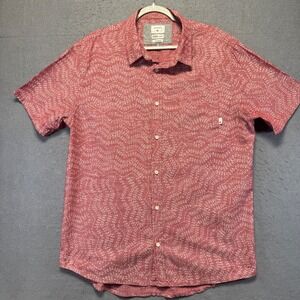 Quiksilver Mens Regular‎ Fit Short Sleeve Button Up Shirt Red White Pattern XL